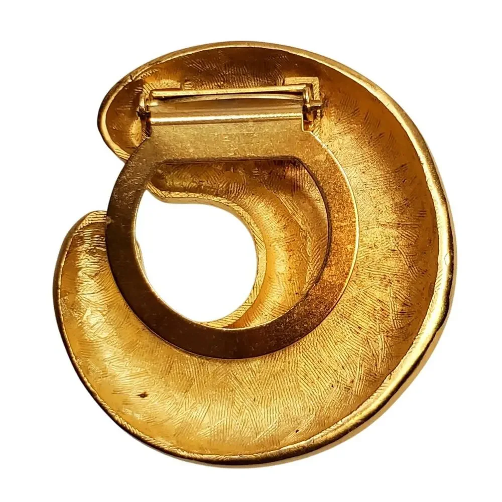 Tie Clasp Abstract Swirl Unsigned Gold Tone 1.5